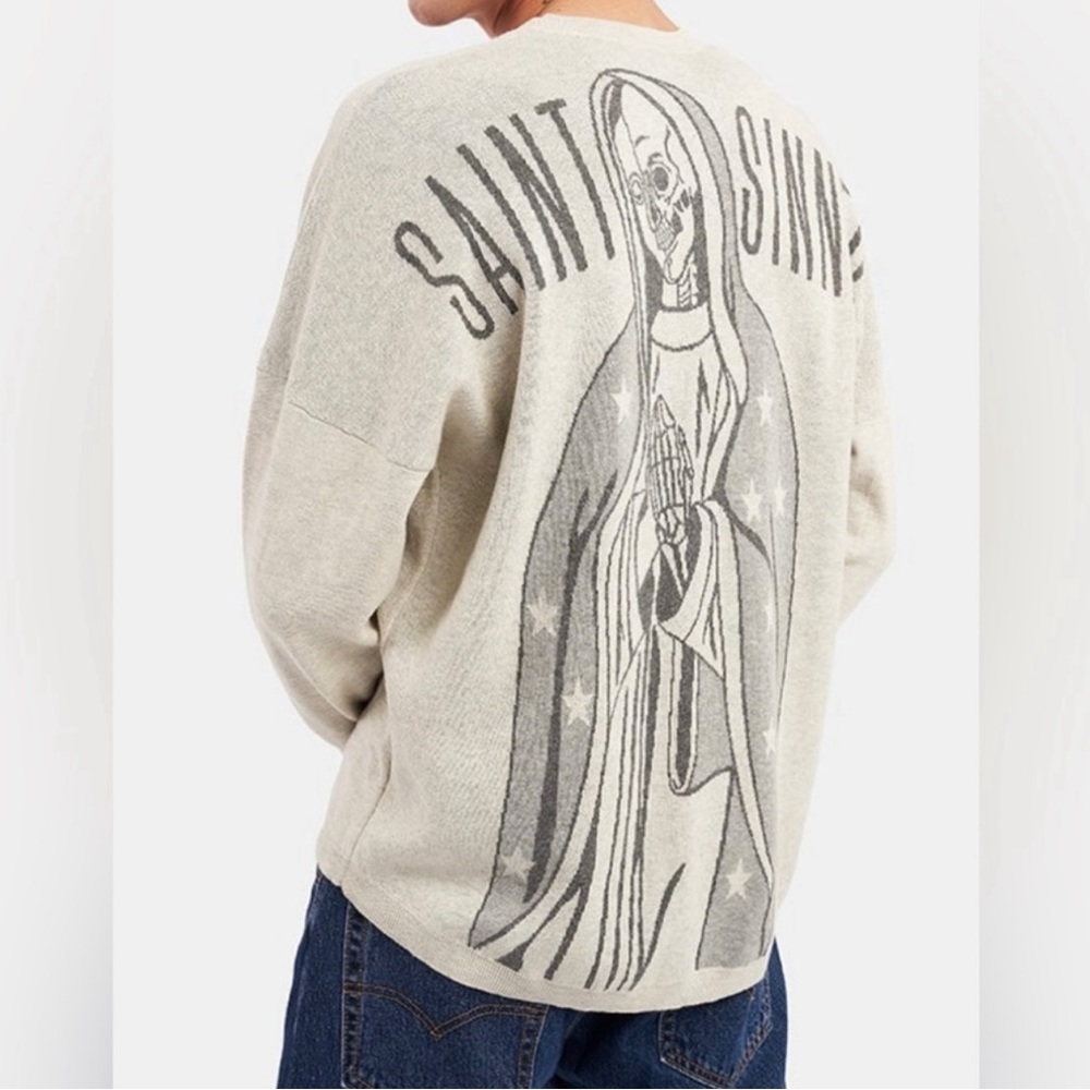 New Spirit jersey pale gray Saint sinner sweater oversized Medium MSRP $149